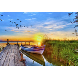 Fotobehang Zonsondergang Bij Het Meer Natuur Fotobehangkoning Nl