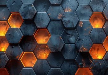 Fotobehang van een hexagon lava patroon, speciaal voor gamers.