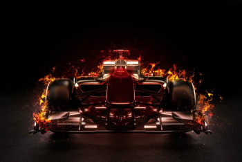 Fotobehang Vurige Formule 1-Auto