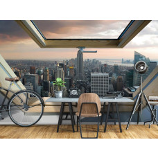 3D Fotobehang Uitzicht op New York vanuit het Raam