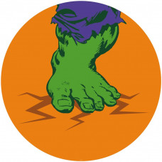 Hulk's voet in pop-art stijl, afgebeeld op een Marvel behangcirkel.