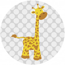 Een giraffe vrolijk weergegeven op een behangcirkel, perfect voor een dierenthema in de kinderkamer.