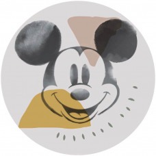 Behangcirkel van Mickey Mouse in zijn klassieke pose, met iconische elementen en vrolijke kleuren.