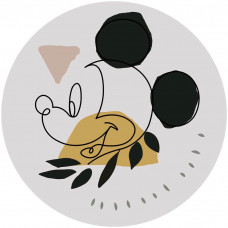 Mickey Mouse in moderne kunststijl, afgebeeld op een Disney behangcirkel.