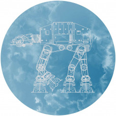 AT-AT Walker uit Star Wars, imposant afgebeeld op een behangcirkel.