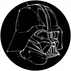 Darth Vader in inktstijl, afgebeeld op een Star Wars behangcirkel.