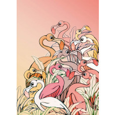 Fotobehang met felgekleurde flamingo's, perfect voor een kinderkamer met een exotisch thema.