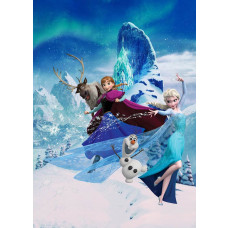 Frozen fotobehang met Elsa's magie, omringd door sneeuwvlokken, ideaal voor een winterthema kamer.