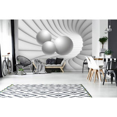 Fotobehang 3D Tunnel With White Spheres
