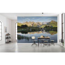 Fotobehang Alpen Weerspiegeling - 450 x 280 cm