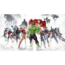 Fotobehang Avengers unite, iconische Marvel-helden samen in actie.