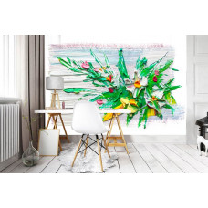 Een fotobehang met kleurrijk abstract schilderij voor woonkamer, slaapkamer en kantoor.