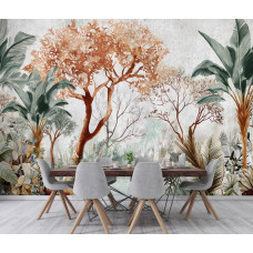 Fotobehang Botanische Jungle Planten op Beton