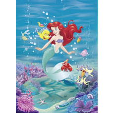 Disney De Kleine Zeemeermin fotobehang met Ariel die de diepten van de oceaan verkent, perfect voor een kinderkamer.