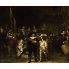 Fotobehang van Rembrandts De Nachtwacht, klassiek schilderij.