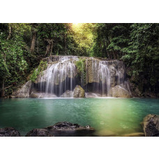 Een fotobehang van de Erawan waterval in Thailand, Kanchanaburi.