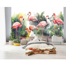 Fotobehang Flamingo's in de Jungle