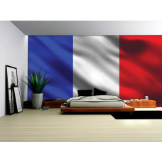 Een fotobehang met de Franse vlag voor de slaapkamer.