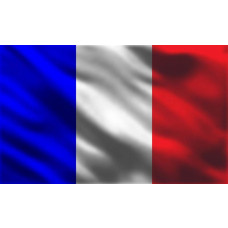 Franse vlag op fotobehang, blauw, wit en rood.