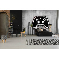 Een fotobehang met een gamecontroller in graffiti-stijl, ideaal voor een slaapkamer.