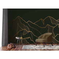 Een fotobehang van abstracte gouden bergen in een woonkamer met Airtex.