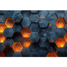 Fotobehang van een hexagon lava patroon, speciaal voor gamers.