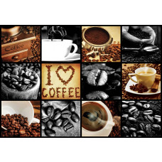 Fotobehang I Love Coffee Collage Zwart Kader