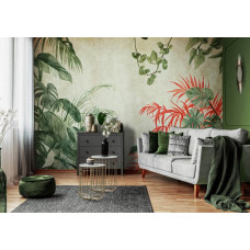 Fotobehang Jungle Planten op Beton