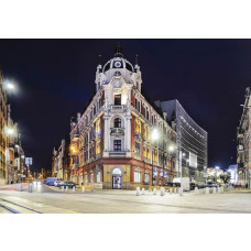 Stadszicht van Katowice in Polen met historische gebouwen op fotobehang.