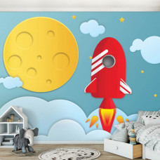 Een fotobehang met het universum, ruimte en heelal voor een kinderkamer.