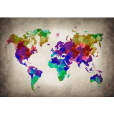 Fotobehang Kleurrijke Wereldkaart