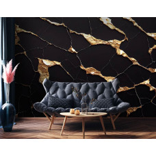 Fotobehang Luxe Zwart en Goud Marmer