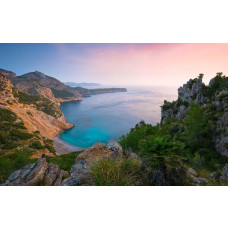 Mallorca bergen uitzicht fotobehang, met een adembenemend uitzicht over de bergen van Mallorca.