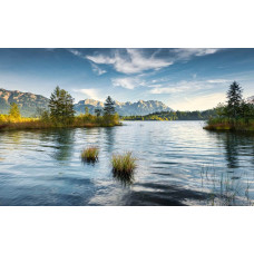 Meer landschap fotobehang in de Alpen, ideaal voor natuurliefhebbers.