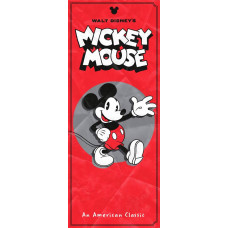 Retro stijl Mickey Mouse fotobehang, met klassieke Amerikaanse elementen zoals sterren en strepen, in een vintage kleurenpalet.