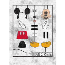 Mickey Mouse Kit fotobehang toont verschillende dynamische poses van Mickey Mouse in een levendige en energieke setting.