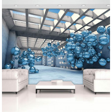 Fotobehang Moderne Ruimte 3D Blauw Metaal