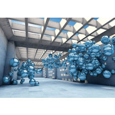 Fotobehang Moderne Ruimte 3D Blauw Metaal