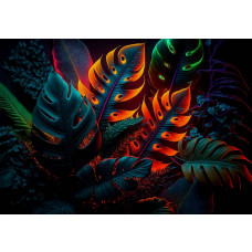 Fotobehang Neon Jungle Bladeren
