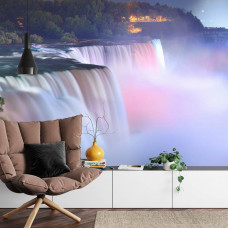 Een inspirerend fotobehang van de iconische Niagarawatervallen, ideaal voor een woonkamer.