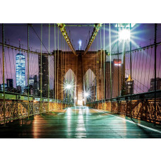 Fotobehang met de Brooklyn Bridge in New York in de avond.