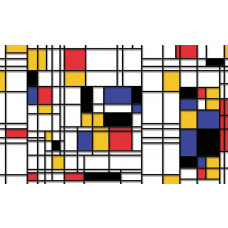 Fotobehang van Piet Mondriaan compositie, in een kunstzinnige schilderijstijl.