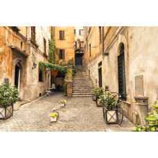 Een romantische steeg in Rome, Italië, met een sfeervolle straat vol geschiedenis, weergegeven op fotobehang.