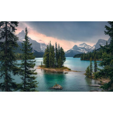 Spirit Island op Maligne Lake in Jasper National Park, Alberta Canada.