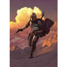 Mandalorian Escape fotobehang toont een spannende ontsnapping door de ruimte, met een achtervolging van vijandelijke schepen.