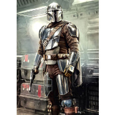 Fight Posture fotobehang toont de Mandalorian in een vechthouding, klaar om zijn vijanden te confronteren.