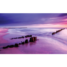 Fotobehang Strand met Gekleurde Horizon
