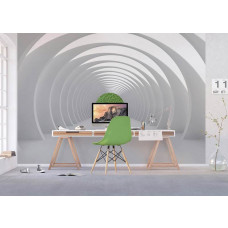 Een fotobehang van een tunnel naar het groen in 3D, dat een kalmerende en natuurlijke sfeer toevoegt aan een kantoor.