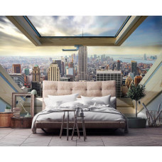 Fotobehang Uitzicht op New York vanuit het Raam 3D