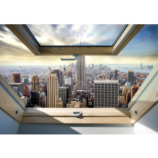 Fotobehang Uitzicht op New York vanuit het Raam 3D